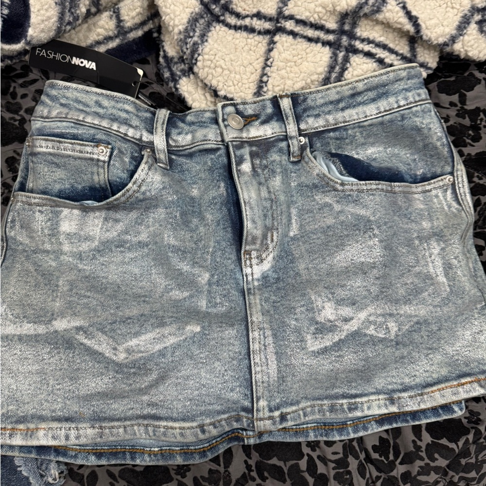 Fashion Nova Blue Denim Skirt